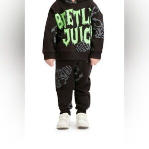 NWT Beetlejuice Kids Hoodie & Jogger Set – Black & Neon Green – Size 4T